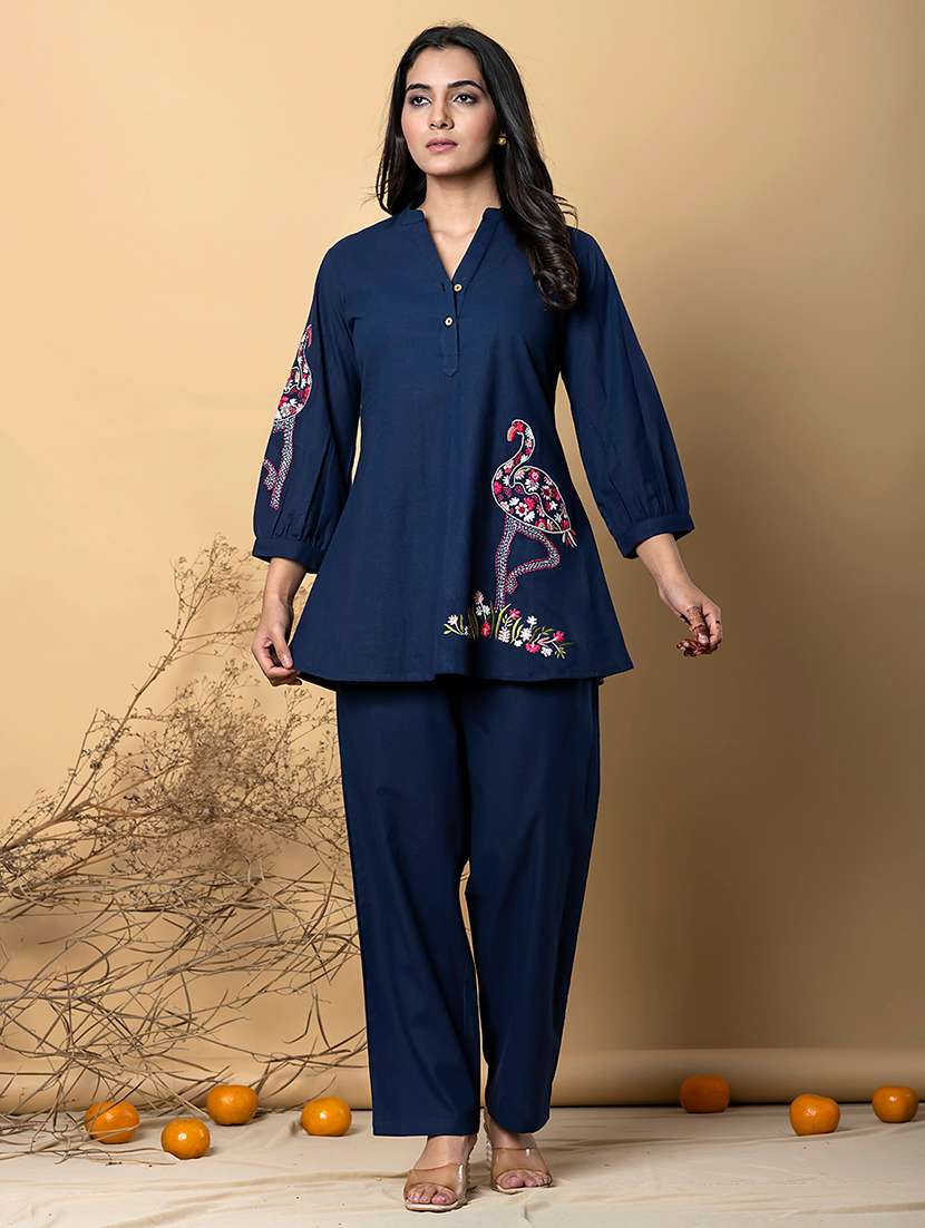 women three quarter sleeve regular fit ethnic co-ord set - 22058662 -  Standard Image - 2