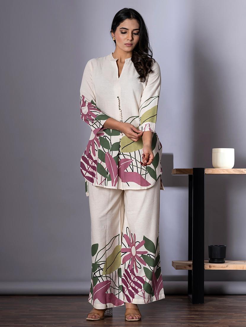 off white cotton blend coord set - 22058664 - Standard Image - 2