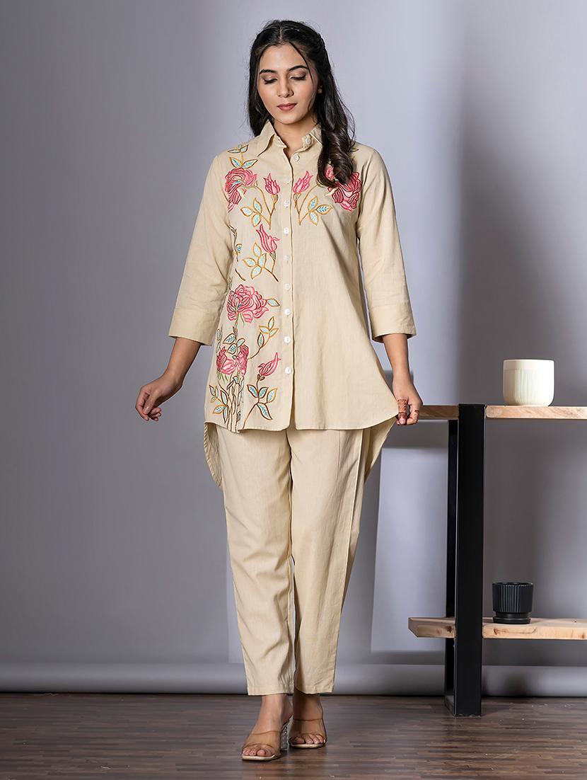 off white cotton blend coord set - 22058665 - Standard Image - 2