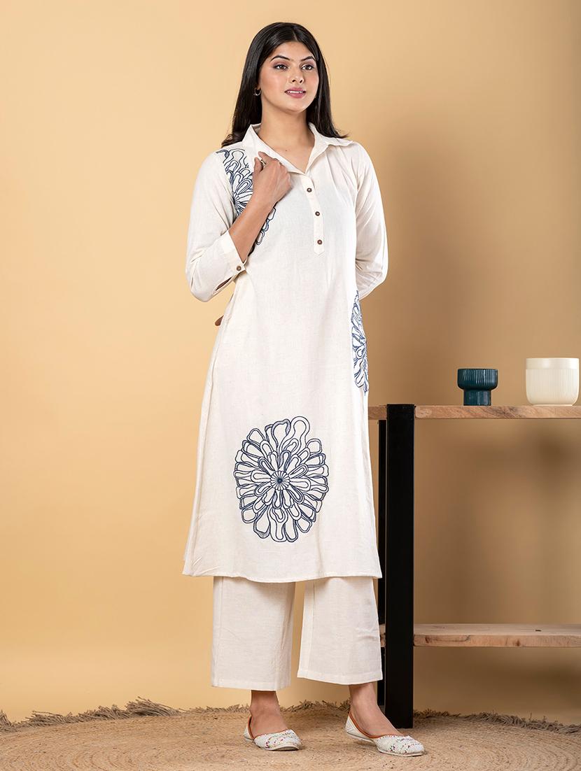 off white cotton blend coord set - 22058671 - Standard Image - 2