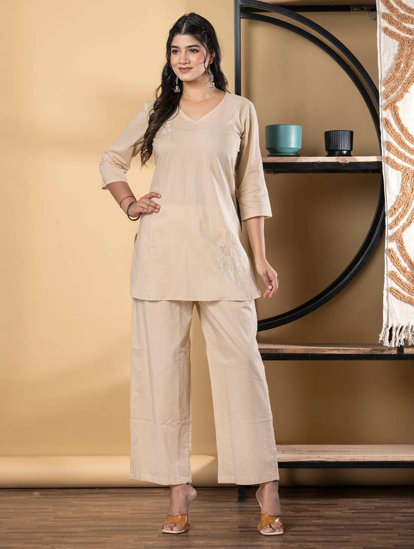 nude cotton coord set