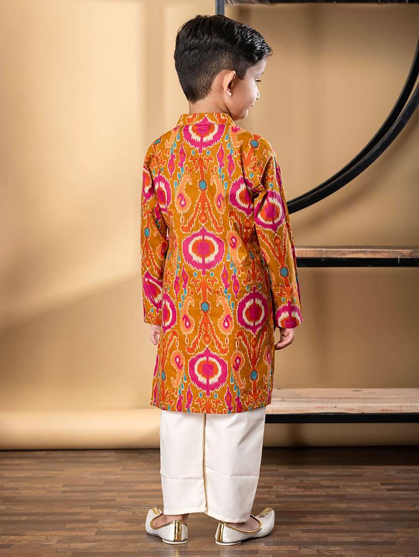 boys printed mandarin collar kurta pyjama set - 22058702 - Standard Image - 2