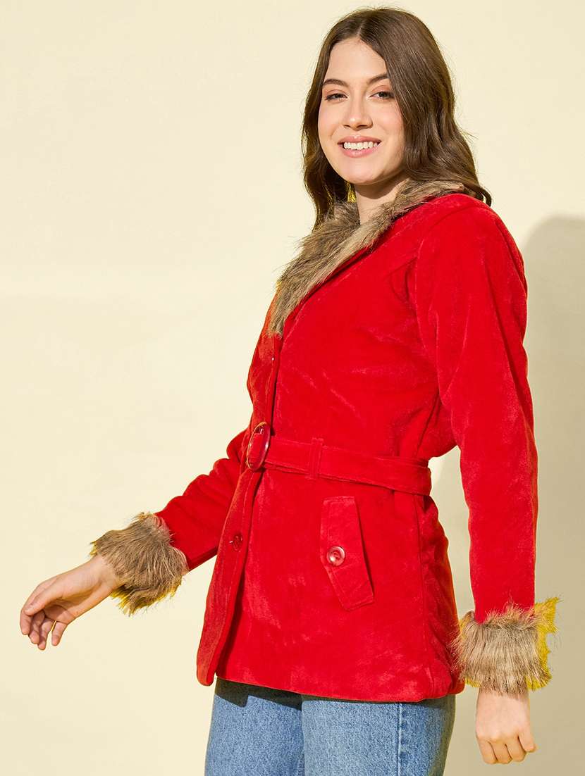 red velvet fur jacket winter wear jacket - 22058744 - Standard Image - 2