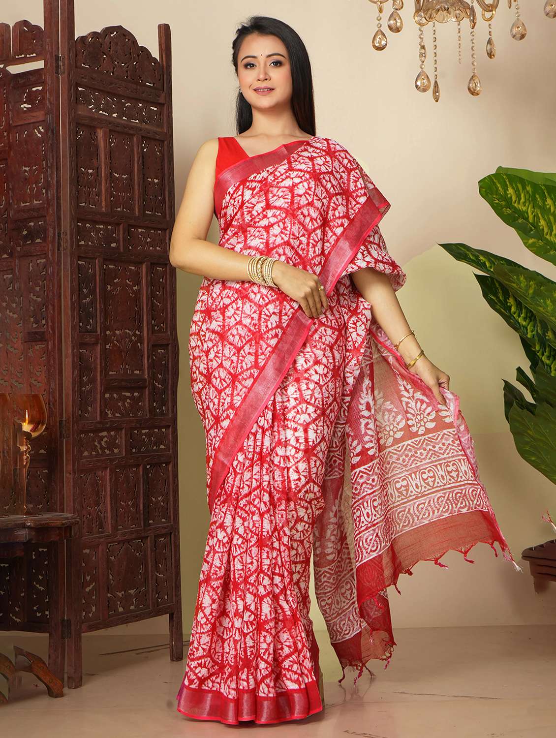 women printed casual wear saree with blouse