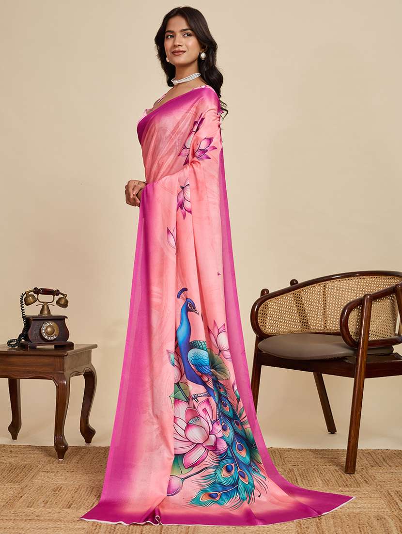 women floral printed saree with blouse - 22058779 -  Standard Image - 2