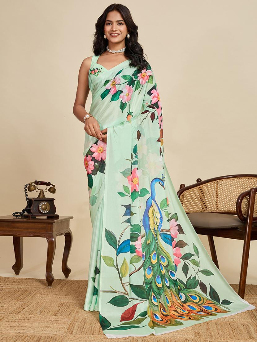 women floral printed saree with blouse - 22058780 - Zoom Image - 0