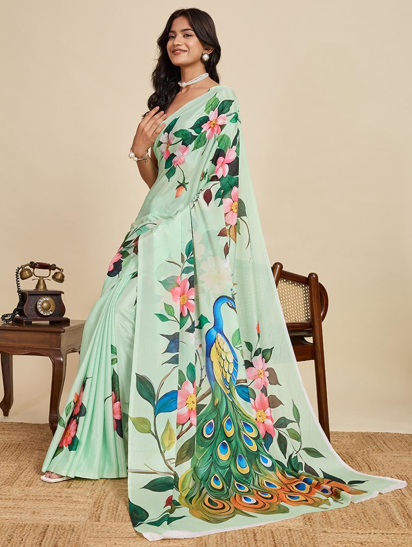 women floral printed saree with blouse - 22058780 - Standard Image - 2