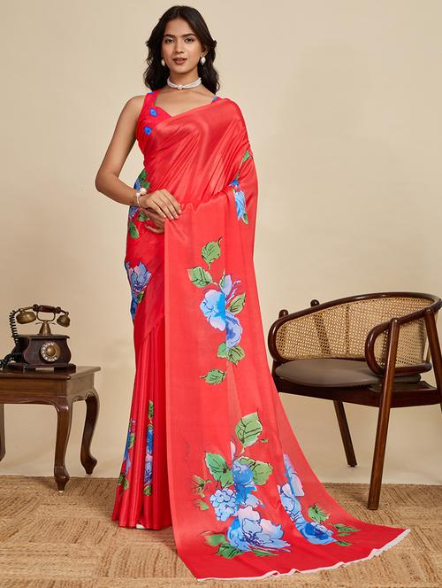 women floral printed saree with blouse - 22058782 - Standard Image - 0
