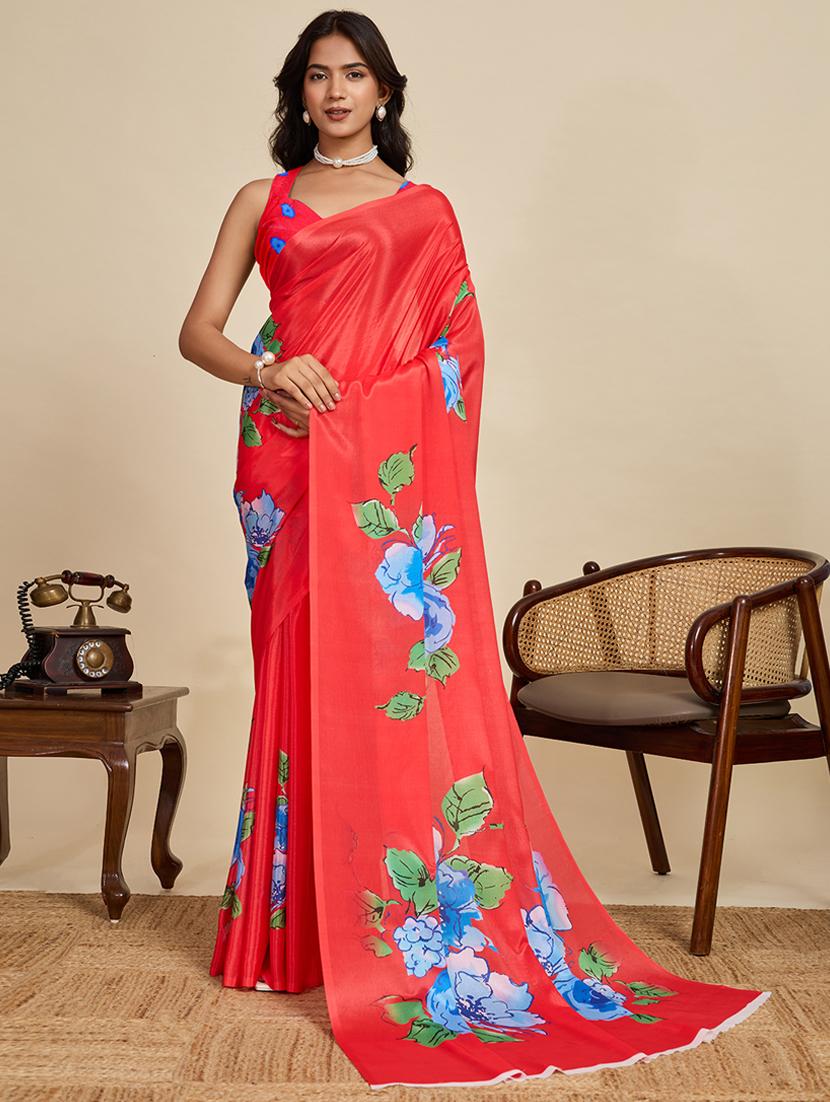 women floral printed saree with blouse - 22058782 - Zoom Image - 0