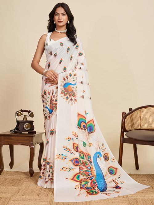 women printed casual wear saree with blouse - 22058783 - Standard Image - 0