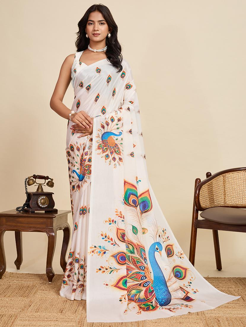women printed casual wear saree with blouse - 22058783 - Zoom Image - 0
