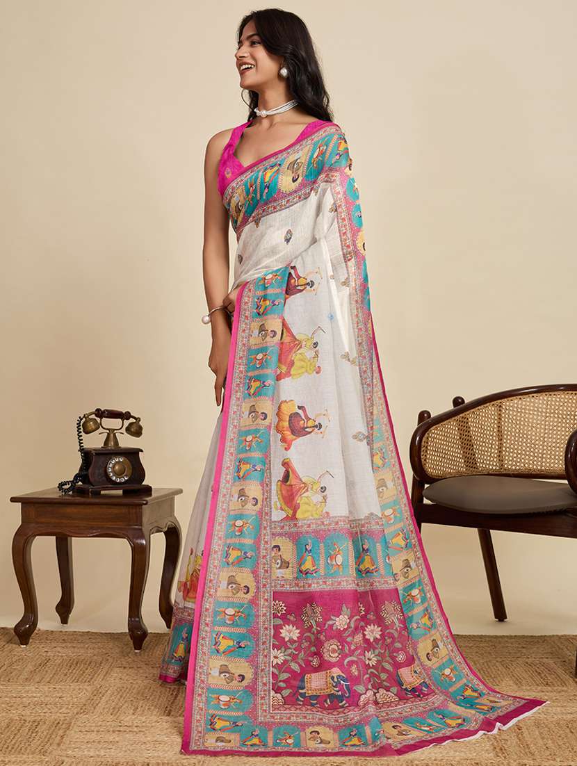 women printed casual wear saree with blouse - 22058786 - Standard Image - 2