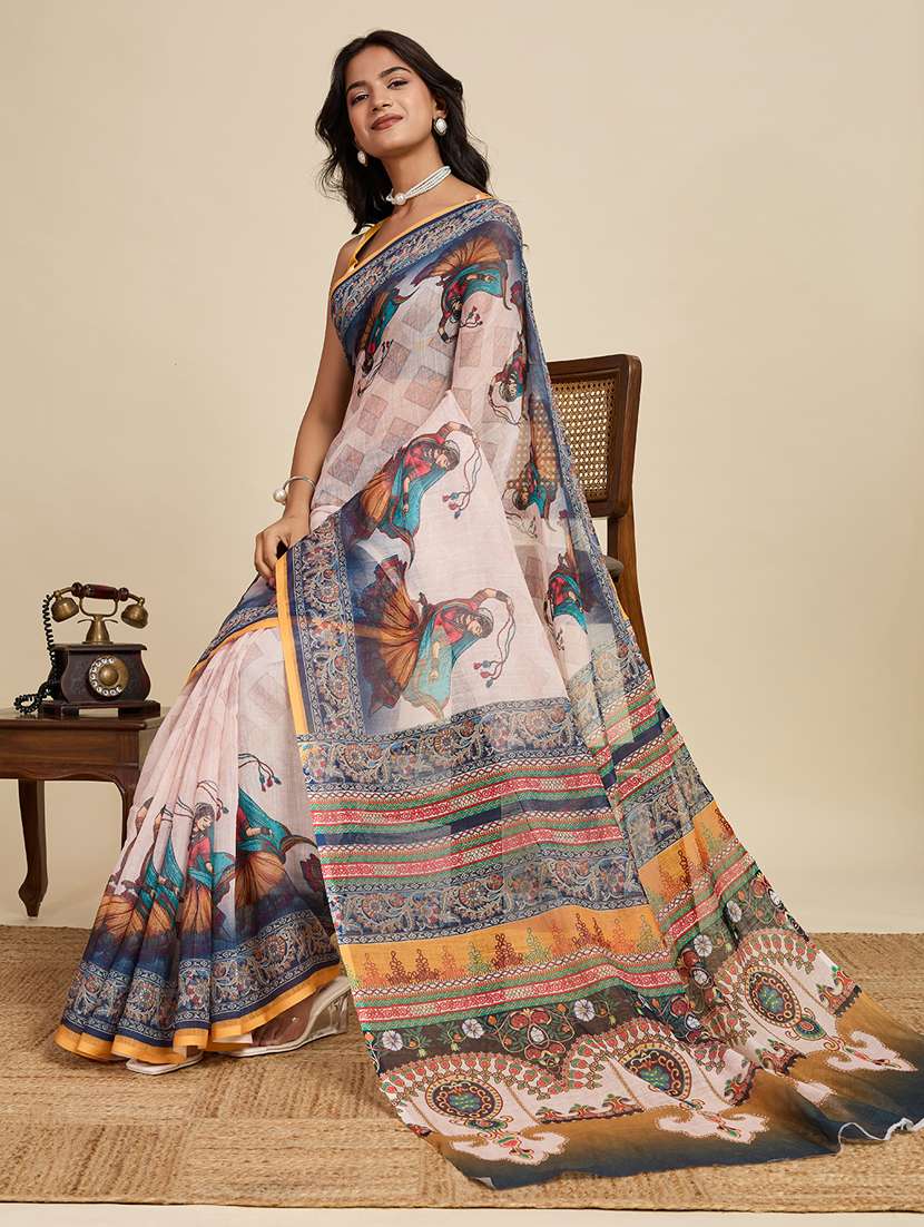 women printed casual wear saree with blouse - 22058788 -  Standard Image - 2