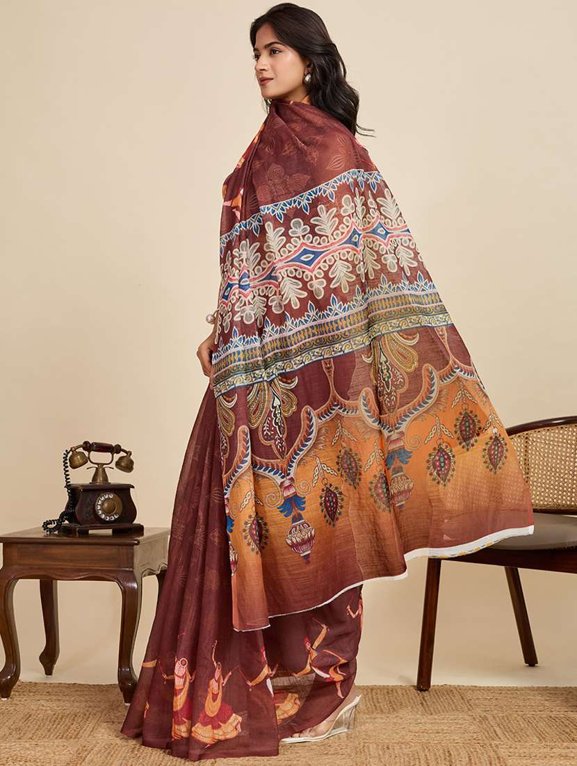 women printed casual wear saree with blouse - 22058789 -  Standard Image - 2