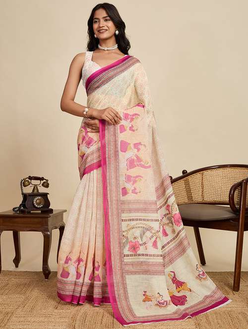 women printed casual wear saree with blouse - 22058790 - Standard Image - 0
