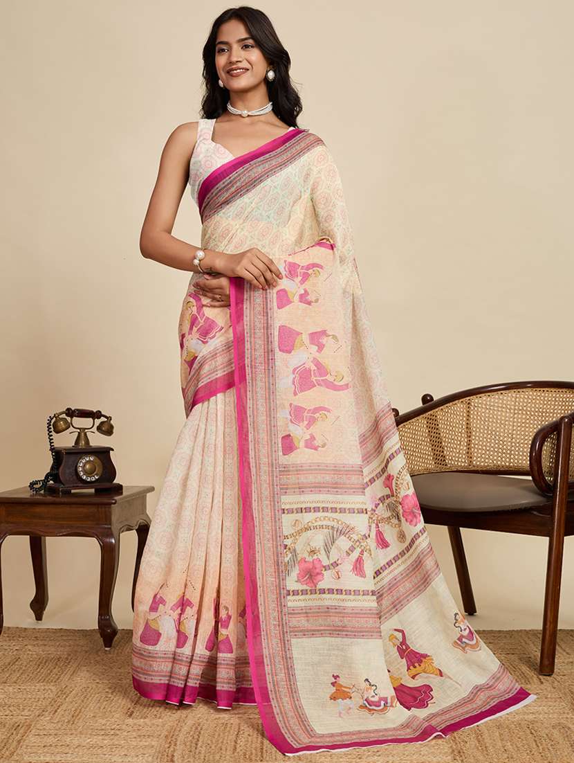 women printed casual wear saree with blouse - 22058790 - Zoom Image - 0