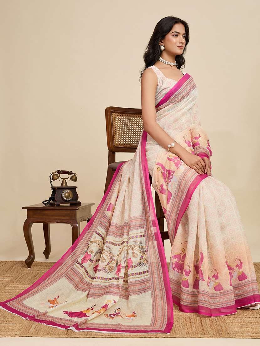 women printed casual wear saree with blouse - 22058790 - Standard Image - 2
