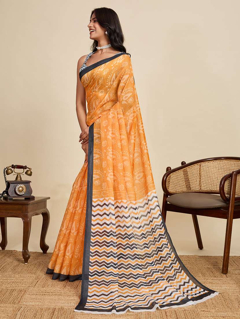 women printed casual wear saree with blouse - 22058792 -  Standard Image - 2