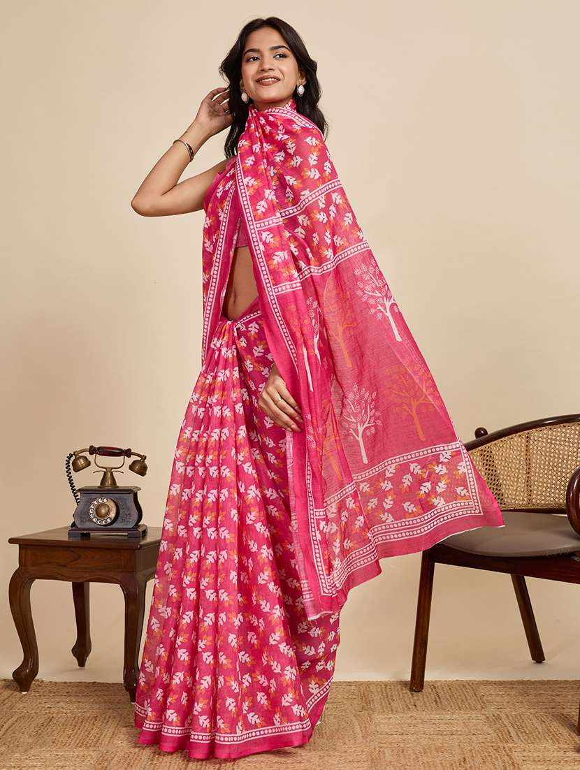 women printed casual wear saree with blouse - 22058794 - Standard Image - 2