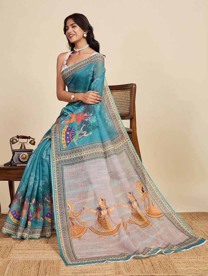 women printed casual wear saree with blouse - 22058797 -  Standard Image - 2