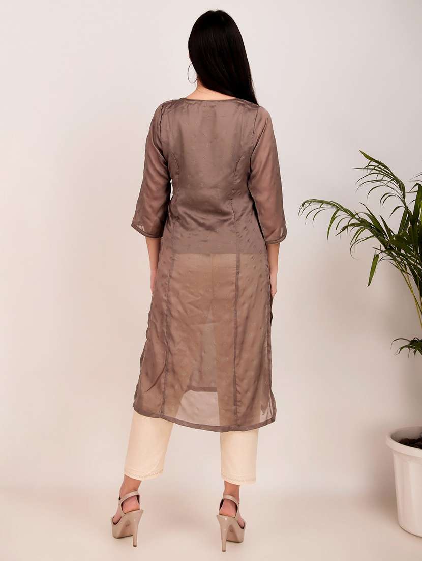 women three quarter sleeve kurta pant set - 22058831 -  Standard Image - 2