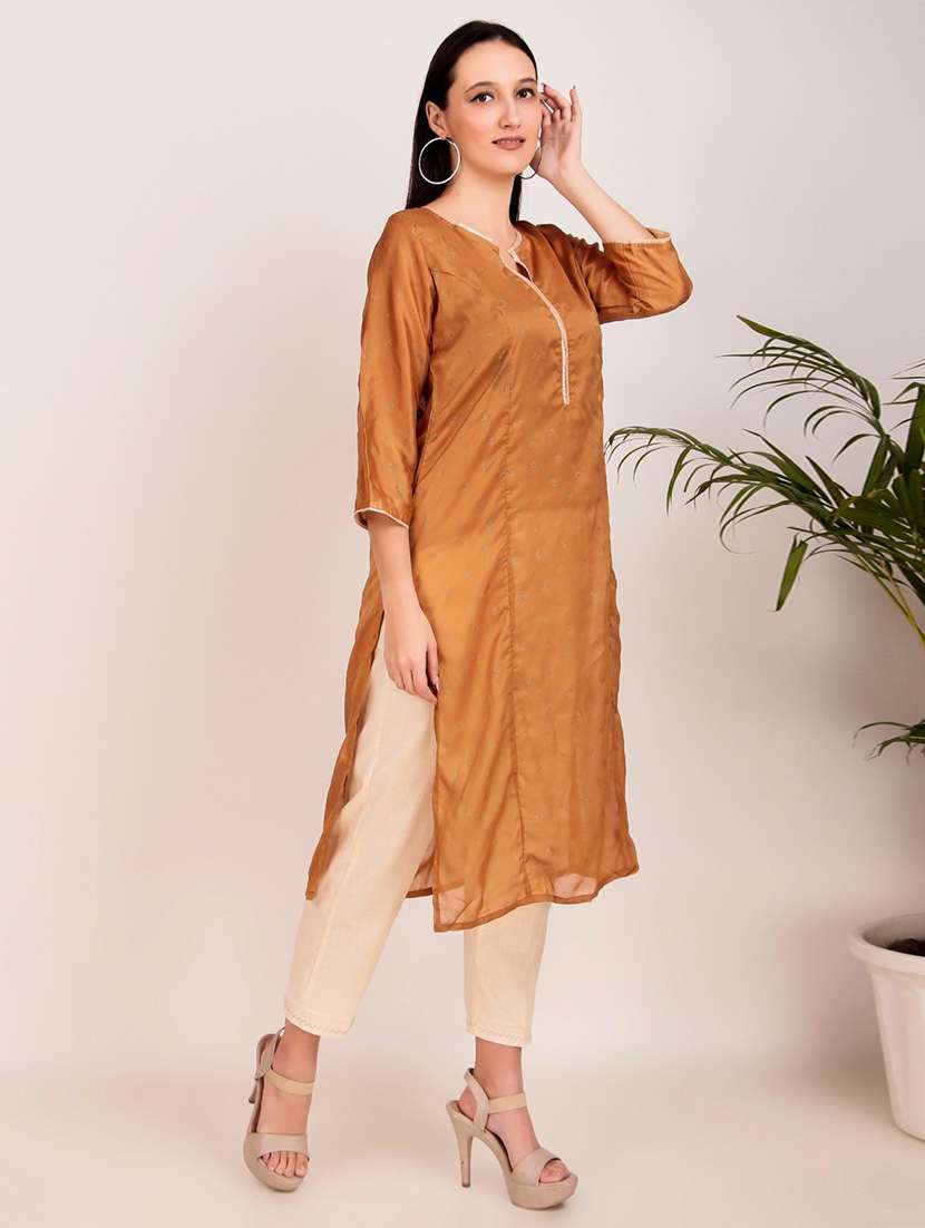 women three quarter sleeve kurta pant set - 22058844 - Standard Image - 2