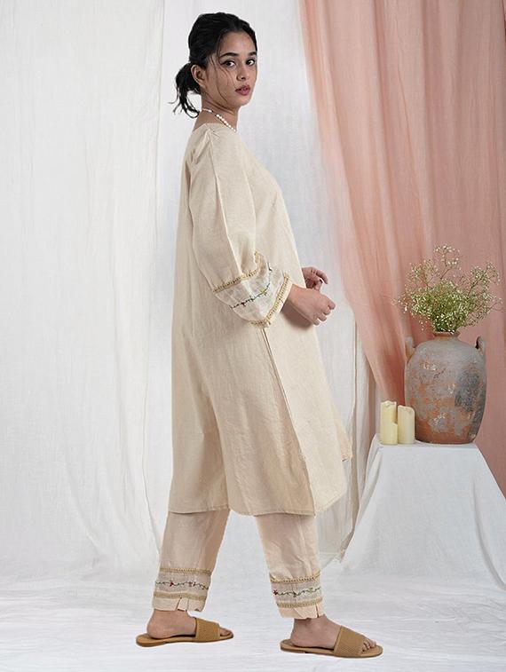 women three quarter sleeve kurta pant set - 22059013 - Standard Image - 2