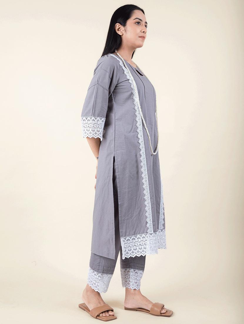 women three quarter sleeve kurta pant set - 22059020 - Standard Image - 2