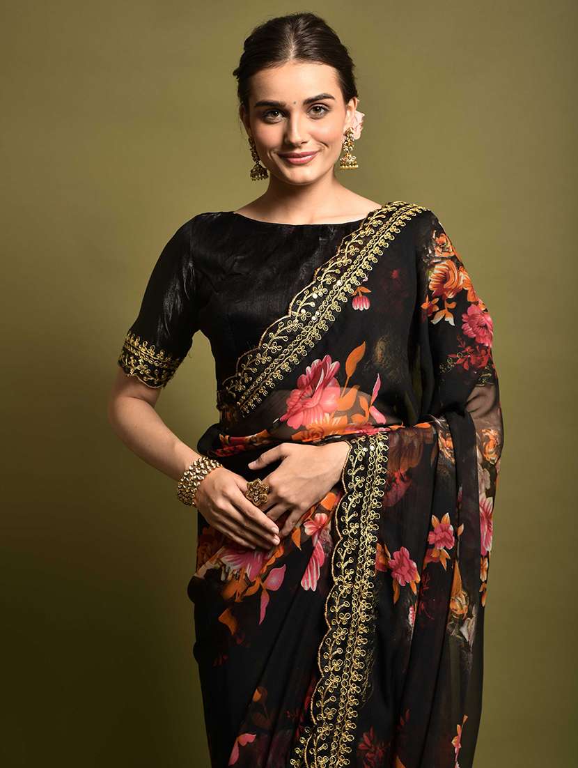 women floral printed saree with blouse - 22059221 -  Standard Image - 2