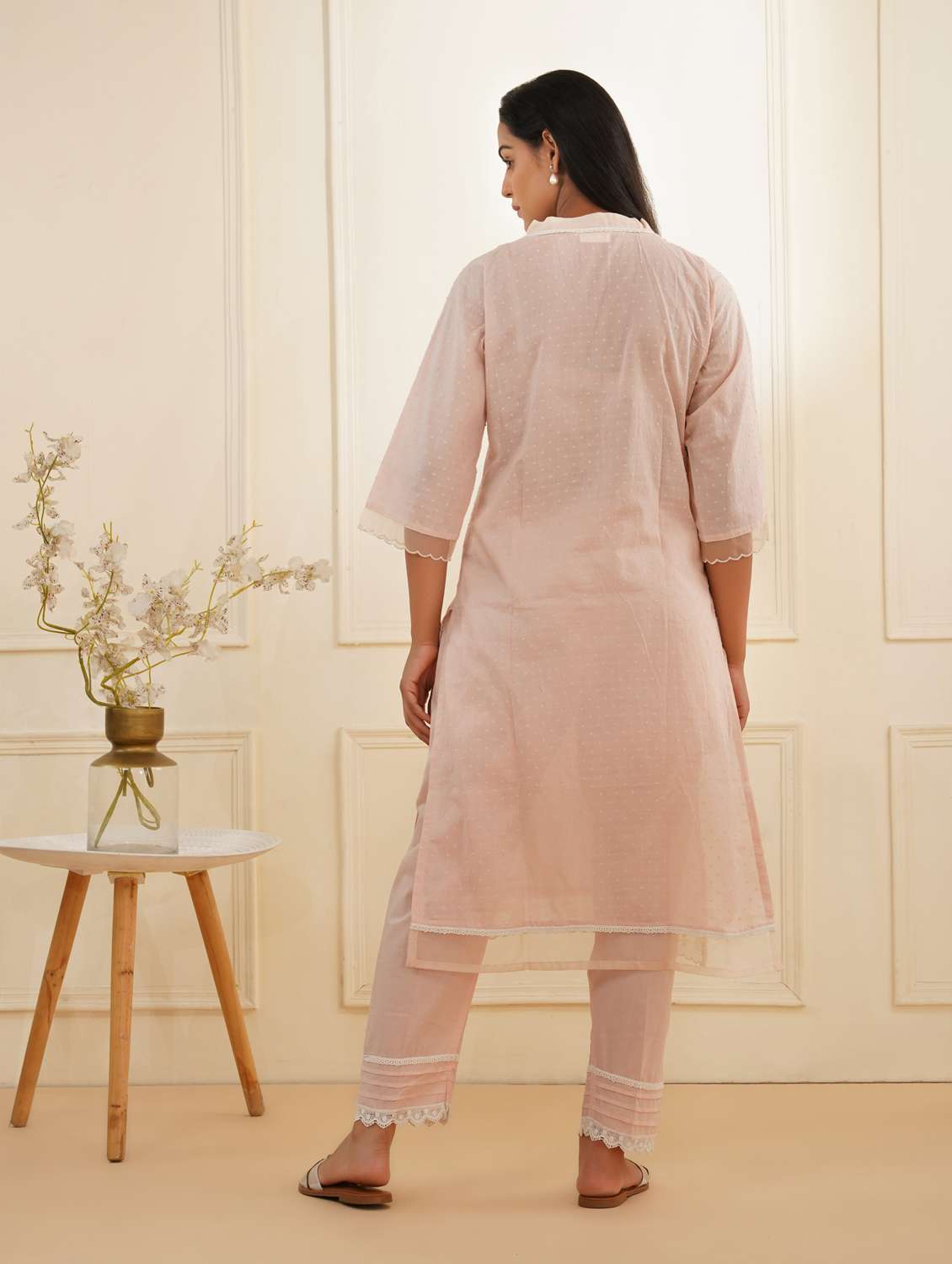 women three quarter sleeve kurta pant set - 22059246 - Standard Image - 2