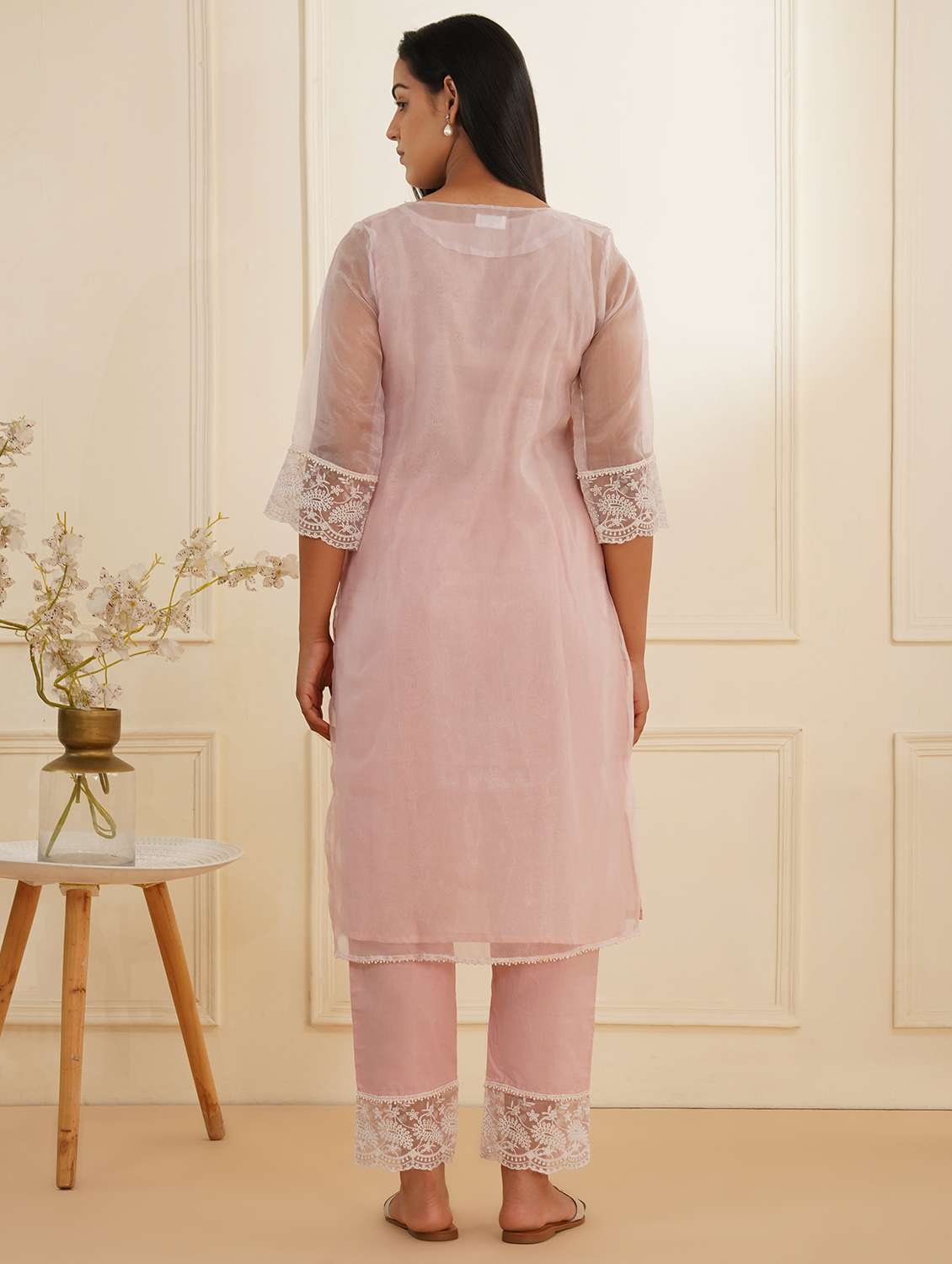 women three quarter sleeve kurta pant set - 22059249 - Standard Image - 2