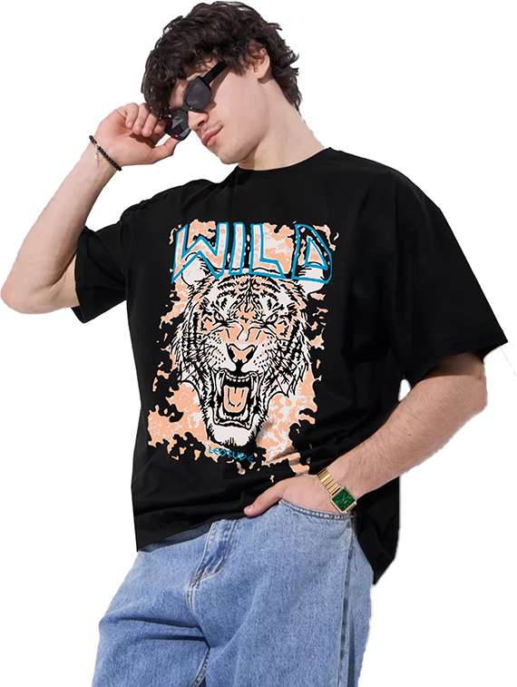 men pack of 2 printed short sleeve oversized fit t-shirt - 22059370 - Standard Image - 2