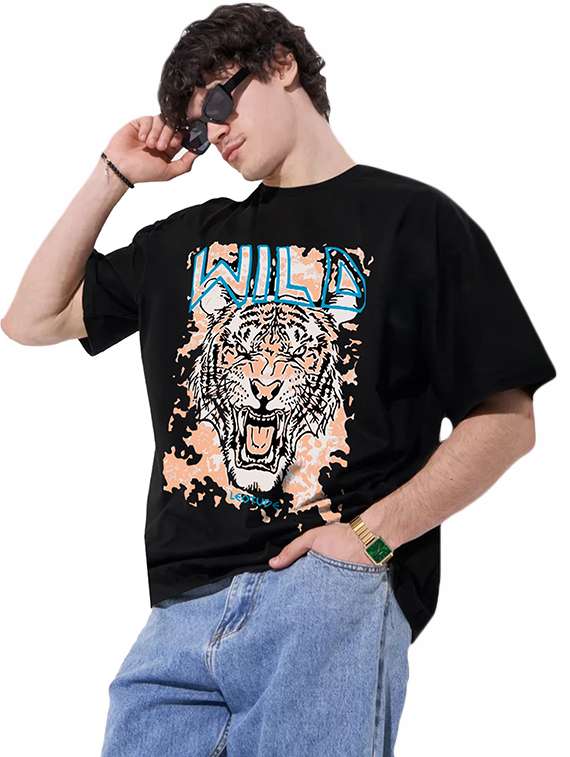 men pack of 2 printed short sleeve oversized fit t-shirt - 22059371 - Standard Image - 2