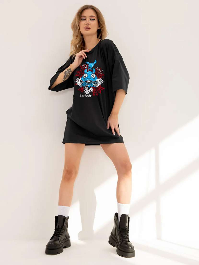 women printed short sleeve oversized fit t-shirt - 22059507 -  Standard Image - 2