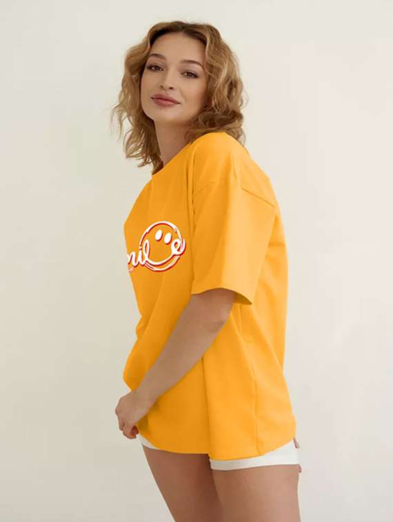 women printed shrort sleeve oversized t-shirt - 22059545 -  Standard Image - 2