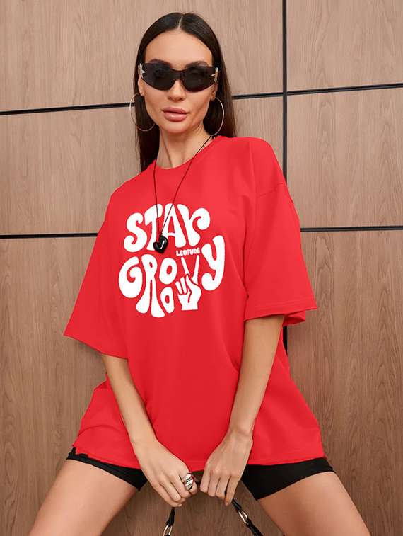 women printed shrort sleeve oversized t-shirt