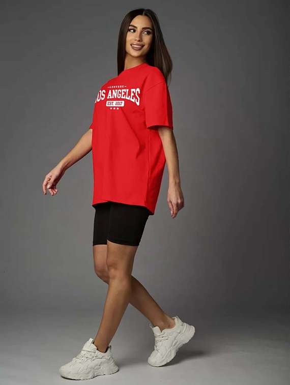 women printed shrort sleeve oversized t-shirt - 22059585 -  Standard Image - 2