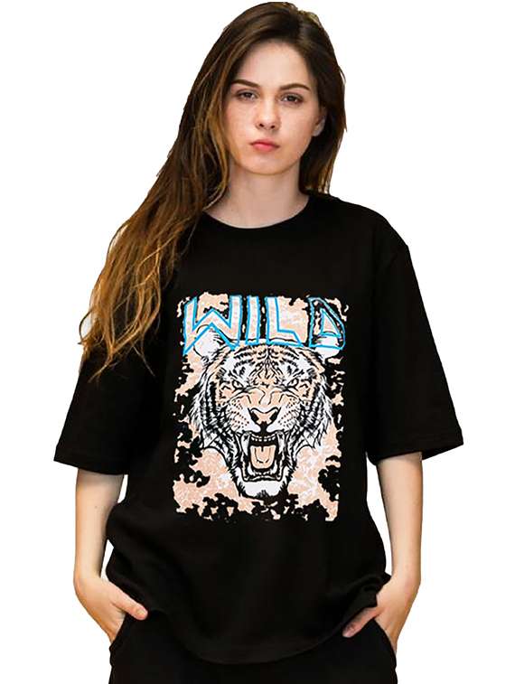 women pack of 2 printed short sleeve oversized t-shirt - 22059675 -  Standard Image - 2