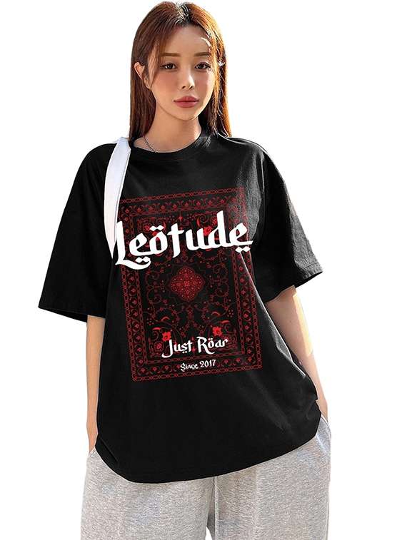 women pack of 2 printed short sleeve oversized t-shirt - 22059681 -  Standard Image - 2