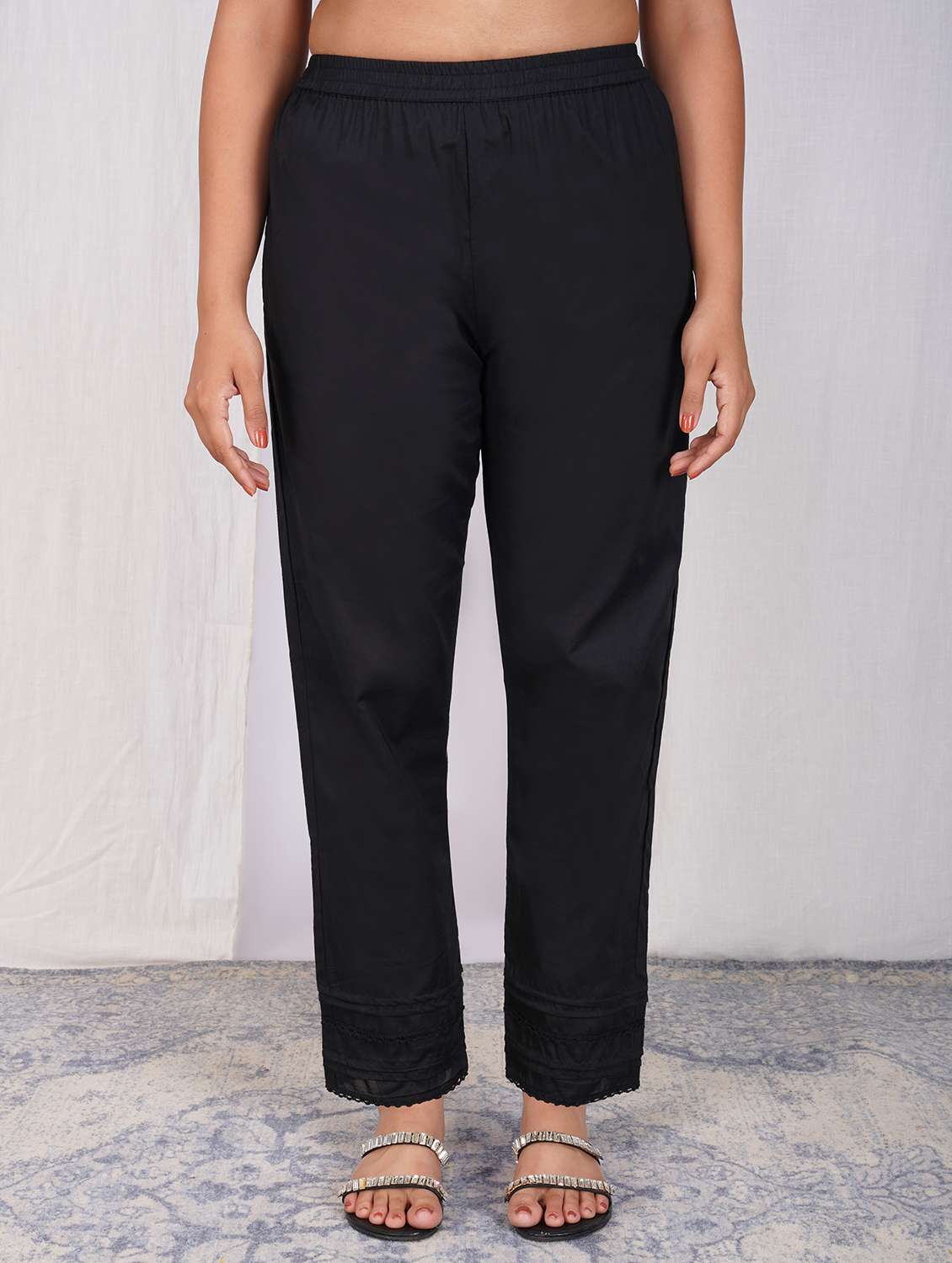 women black solid mid rise cigarette pant - 22059728 -  Zoom Image - 0