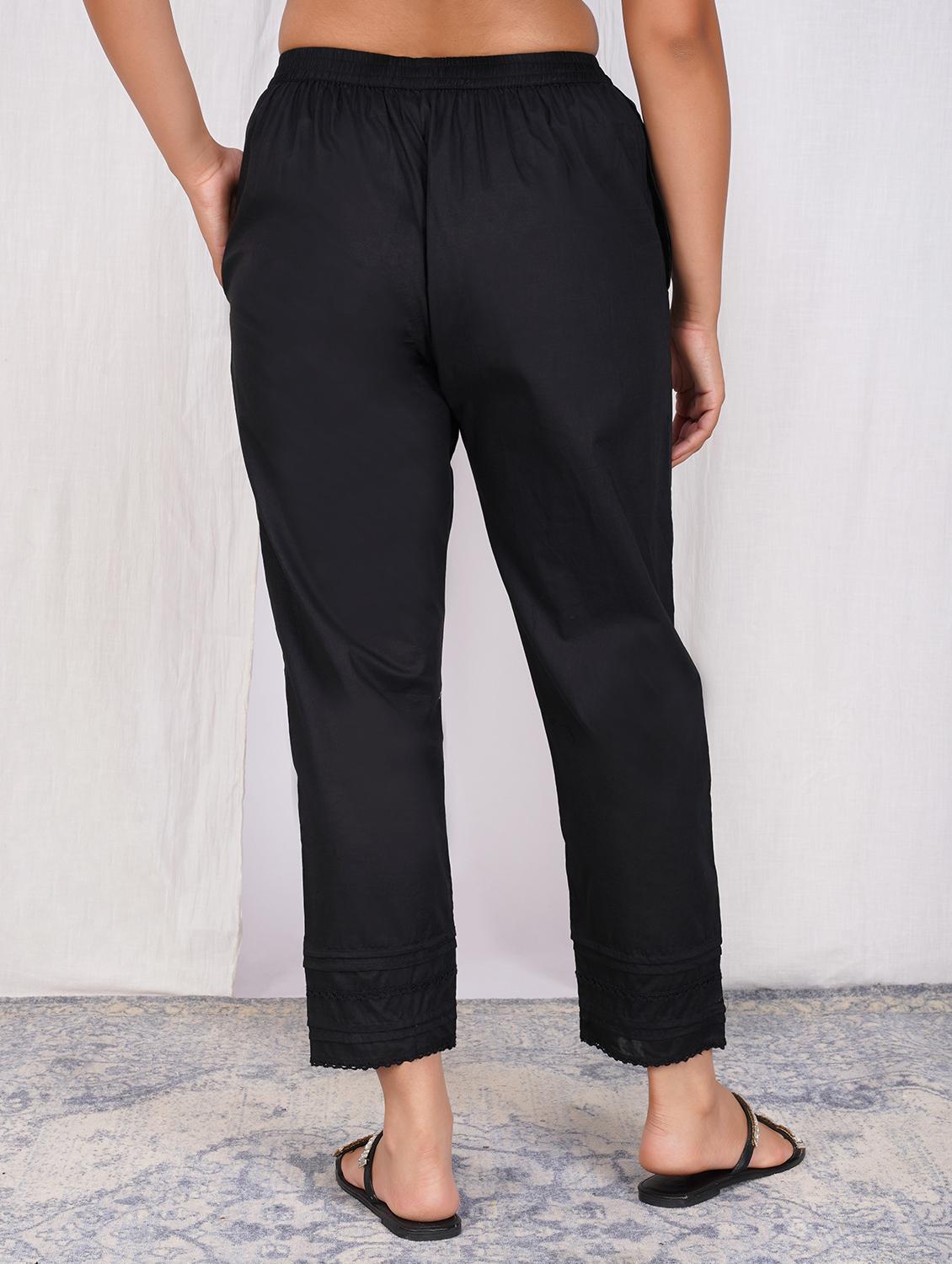 women black solid mid rise cigarette pant - 22059728 - Standard Image - 2