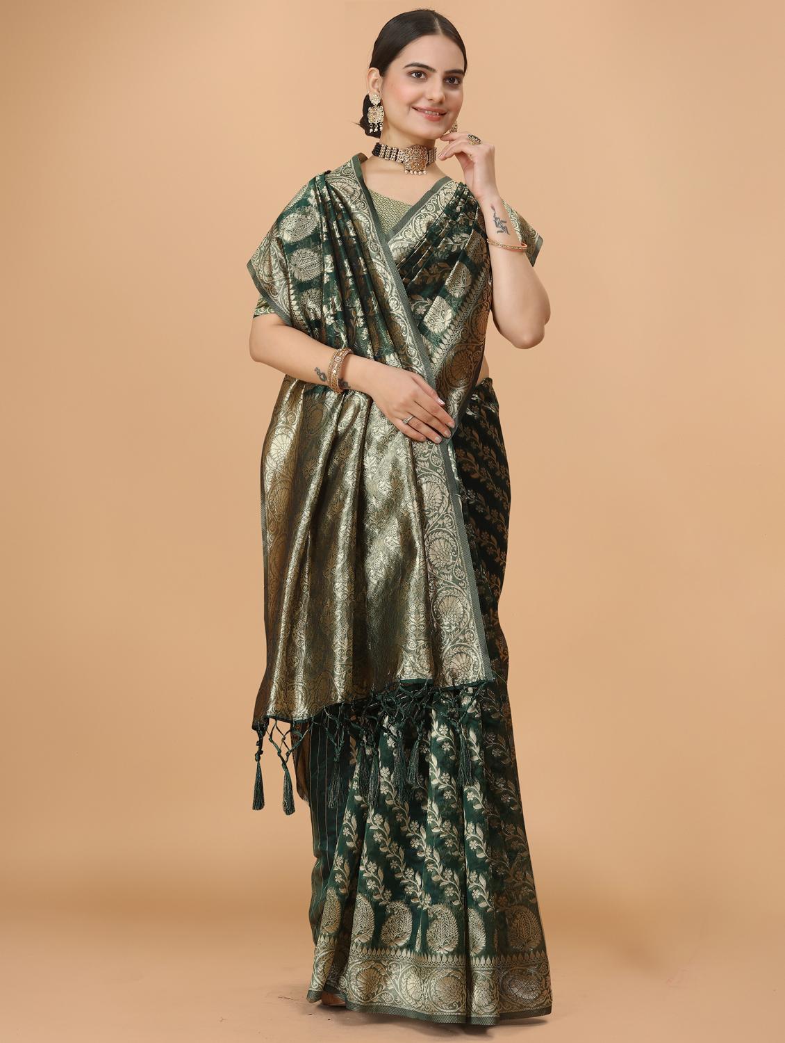 women self design banarasi saree with blouse - 22060020 - Standard Image - 2