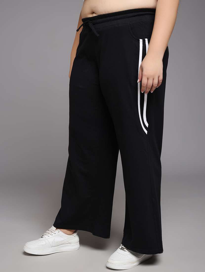 women plus size solid mid rise track pant - 22060097 -  Standard Image - 2
