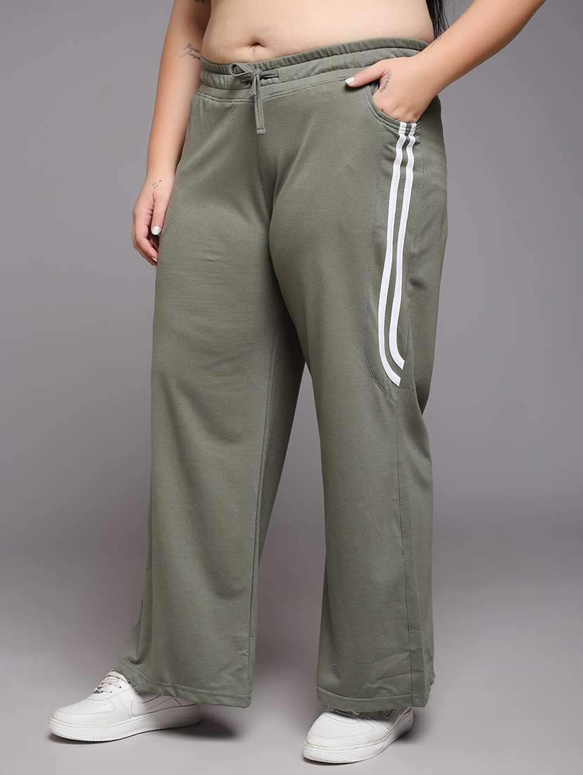 women plus size solid mid rise track pant - 22060098 -  Standard Image - 2