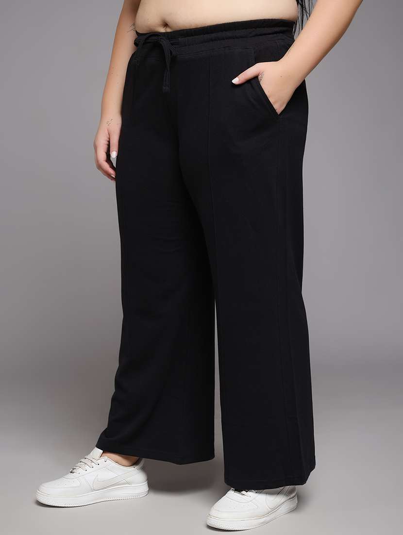 women plus size solid mid rise track pant - 22060109 -  Standard Image - 2