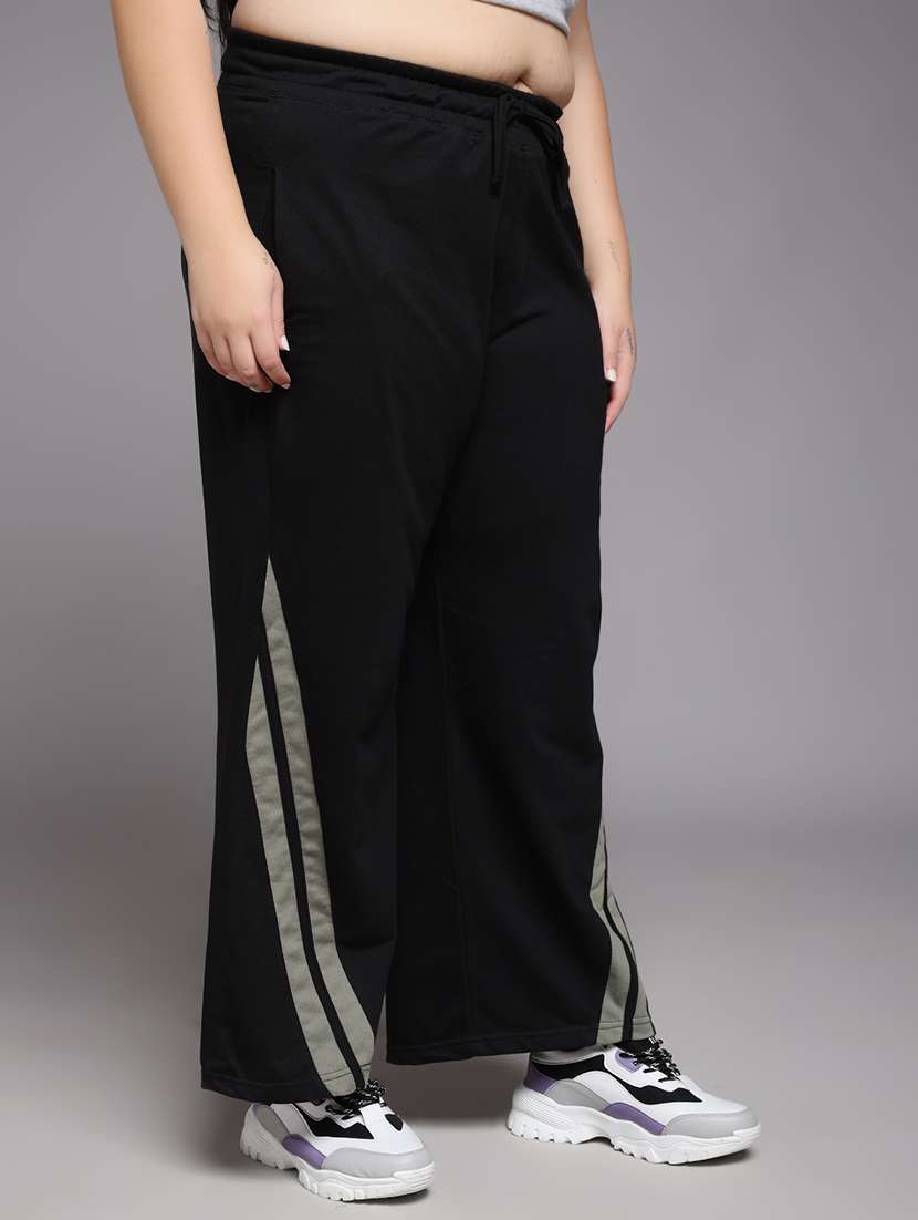 women plus size solid mid rise track pant - 22060118 -  Standard Image - 2