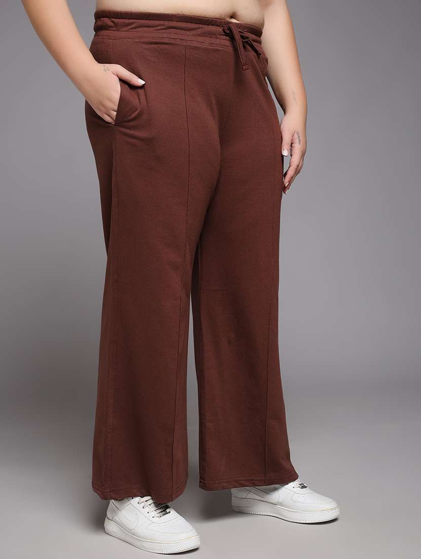 women plus size solid mid rise track pant - 22060122 -  Standard Image - 2