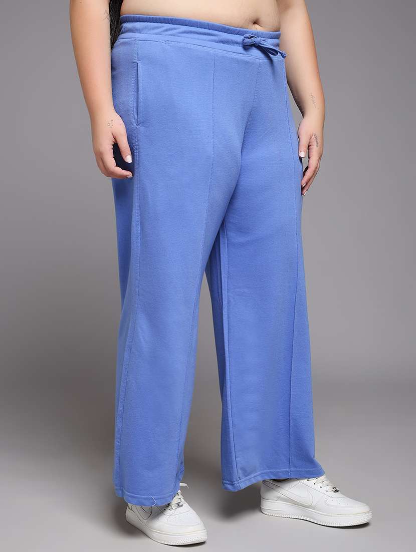 women plus size solid mid rise track pant - 22060123 -  Standard Image - 2