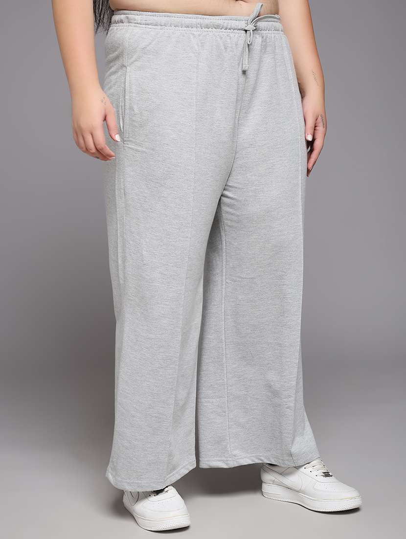 women plus size solid mid rise track pant - 22060124 -  Standard Image - 2
