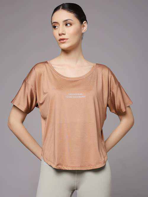 women printed round neck dri-fit sports t-shirt - 22060138 - Standard Image - 0